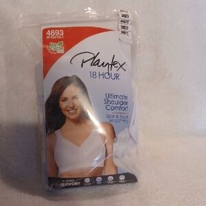 Playtex 18 Hour White Wirefree Bra 38DD Shoulder Comfort Back Smoothing White